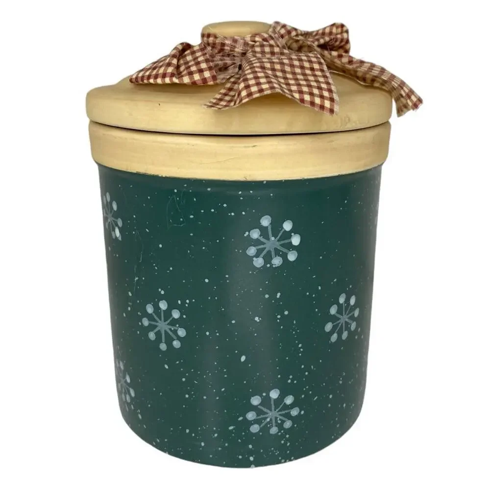 Happy Holidays Santa Cookie Jar Ceramic Pottery